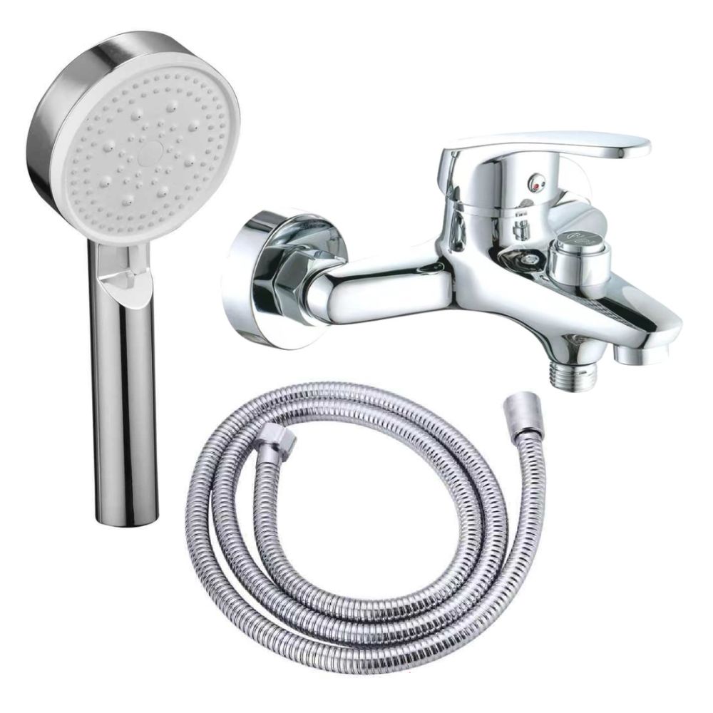 Set baterie cadă cu pară și furtun, Aquafix - 156, crom